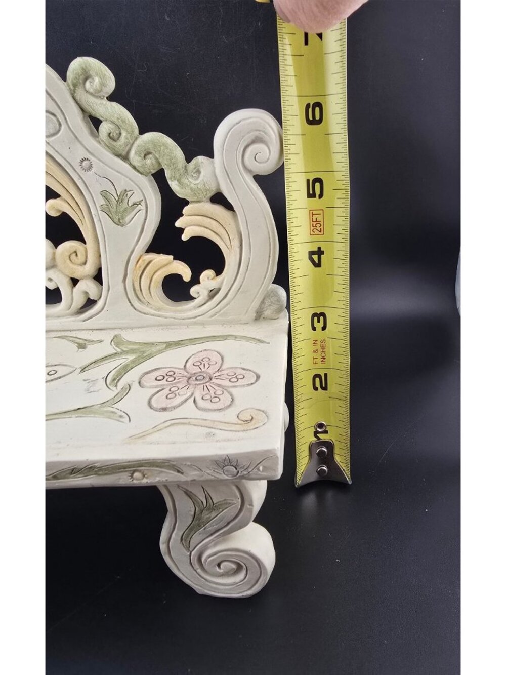 French Filigree Petite Doll Display Bench Hand-Painted - Picture 12 of 14